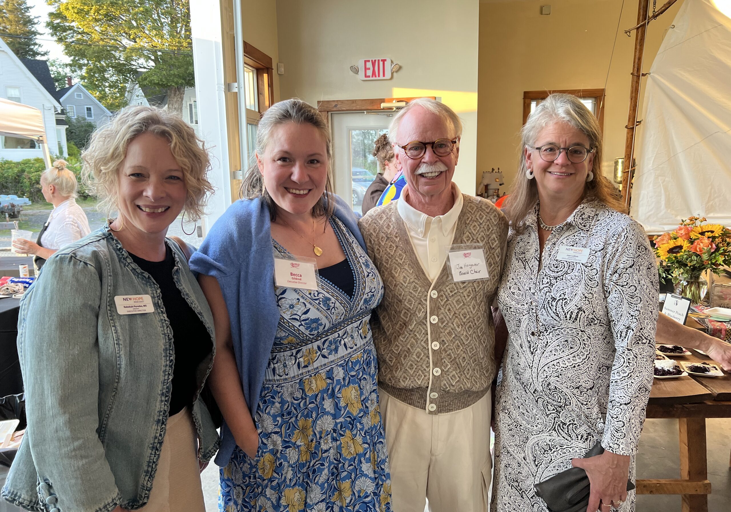From left: Rebekah Paredes, New Hope Midcoast Executive Director, Becca Gildred, United Midcoast Charities Executive Director, Jim Hengerer, United Midcoast Charities (UMCC) Board and Development Chair, and Joan LeMole, New Hope Midcoast Development Director at the UMCC Rising Tide event.